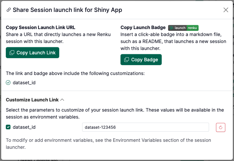 Launch Link Modal Expanded